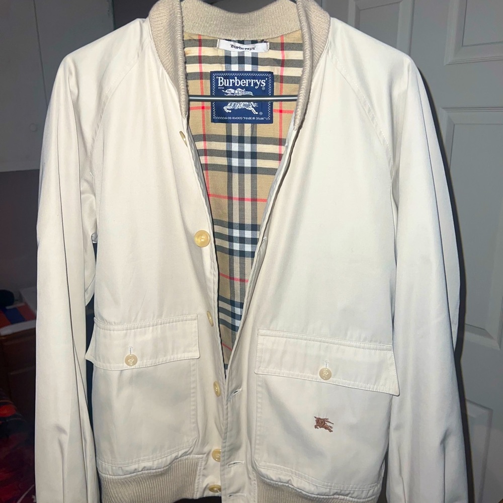 Burberry Vintage Mens bomber jacket offwhite colour size S MADE IN SPAIN
